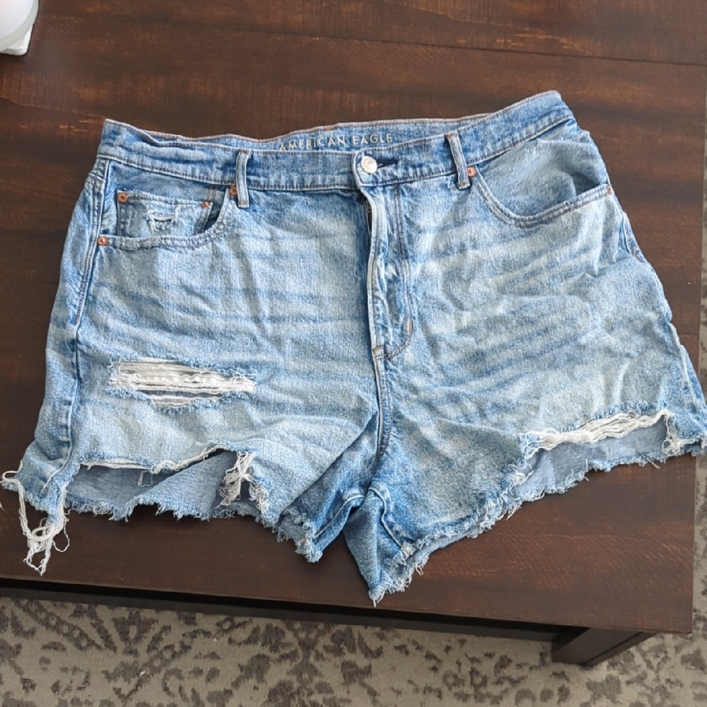 American Eagle Outfitters Blue Distressed Jean Shorts